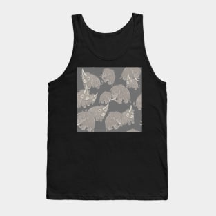 Woolly Mammoth and Woolly Rhino on Gray Grey background Tank Top